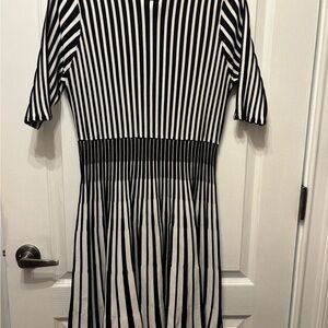 Black and White Fit and Flare Midi Dress